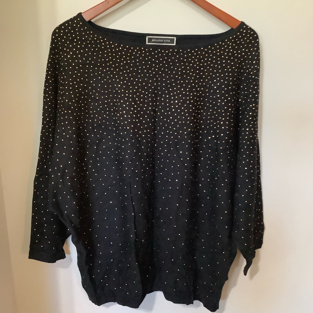 MELANIE LYNE Black Studded Women's Top